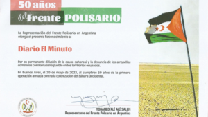 Reconocimiento al Diario El Minuto por su apoyo a la causa Saharaui