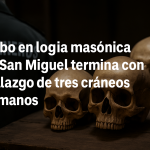 Robo en logia masónica de San Miguel termina con hallazgo de tres cráneos humanos usados en ceremonias filosóficas de reflexión sobre la vida.