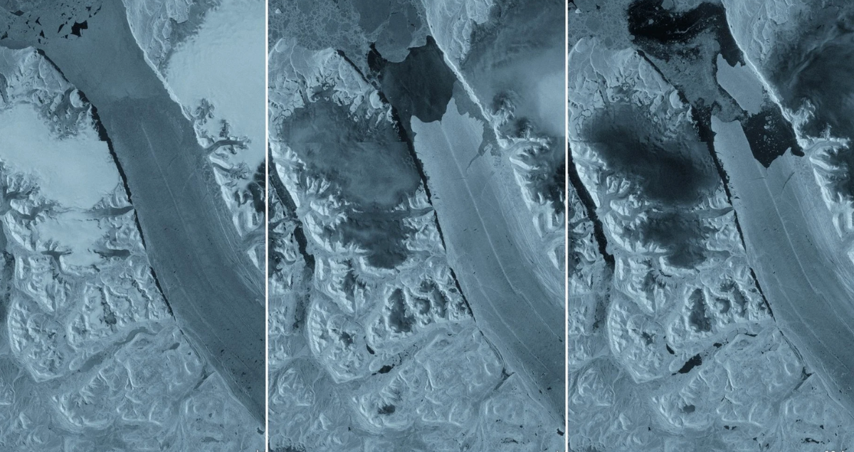 Gigantesca isla de hielo de 76 km² se desprende del glaciar Petermann en Groenlandia