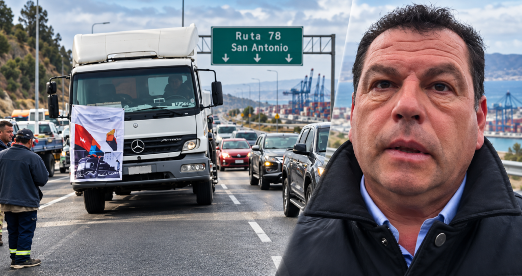 Camioneros paralizan San Antonio: cerca de 200 máquinas detenidas y rechazo a nuevos TAG
